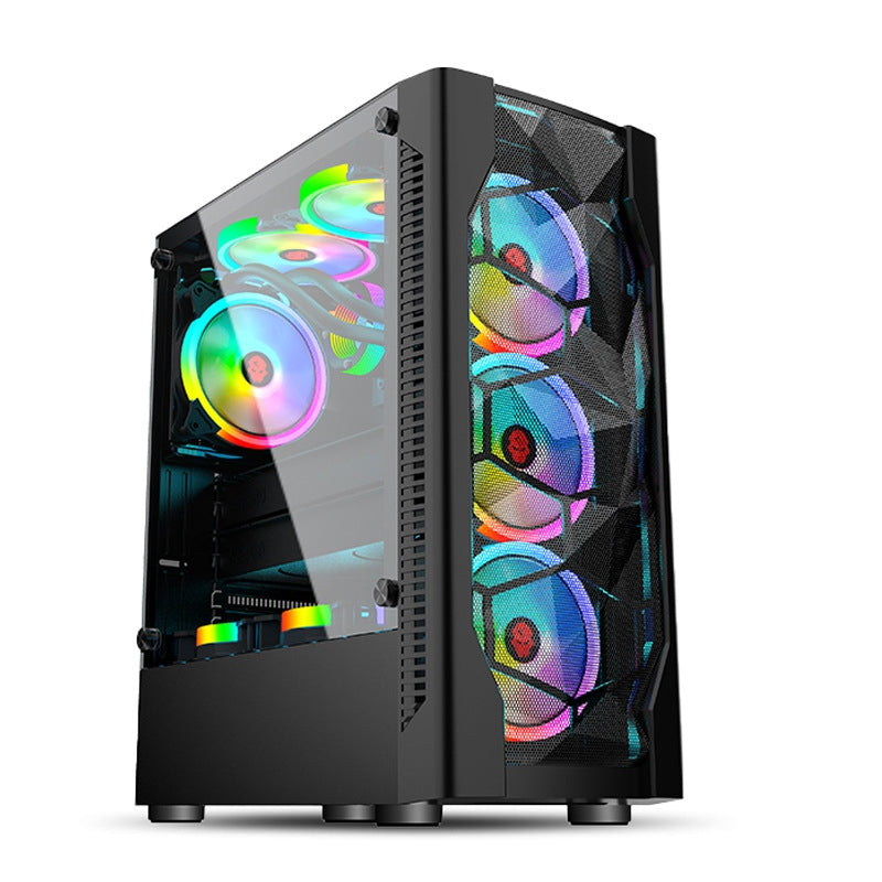 Meteor ATX/M-ATX Gaming PC Desktop Computer Case Black with Side Tempered Glass Panels with 8 Fan Support (Fans not included)