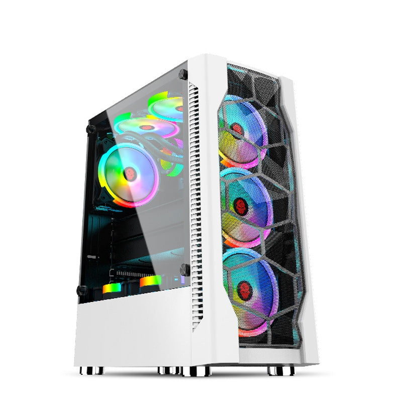 Meteor ATX/M-ATX Gaming PC Desktop Computer Case White with Side Tempered Glass Panels with 8 Fan Support (Fans not included)