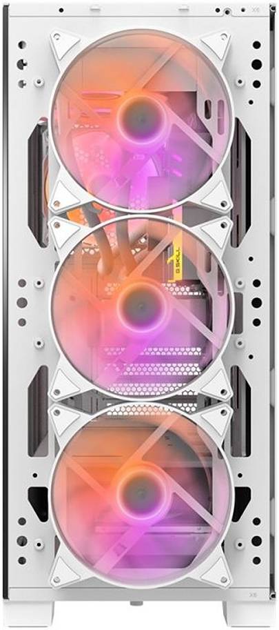 Darkflash DK361 ATX PC Case with 4 RGB Fans, Hexagon Mesh Front Panel, Tempered Glass Side Panel, Supports Up to 6x Fans & 360mm Radiator, I/O with USB 3.0 Port, White | DK361