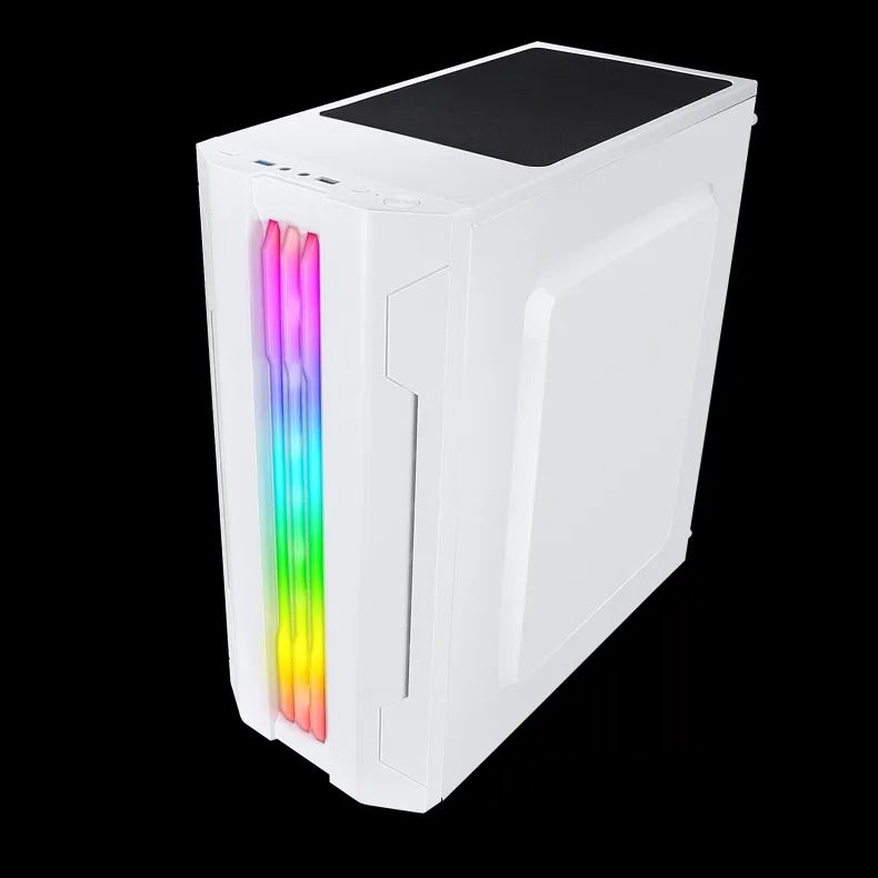 EVESKY ATX/M-ATX/ITX Gaming PC Desktop Computer Case White with Side Tempered Glass Panels with 5 Fan Support