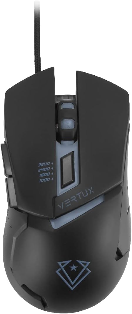 Vertux Dominator Gaming Mouse Quick Response Gaming Mouse Up to 3200 DPI Optical Sensor Up to 1000Hz Polling Rate 8G Acceleration 5 Programmable Buttons