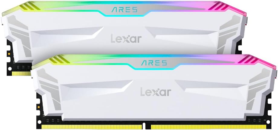 Lexar Ares 32GB (2x16GB) DDR5 6400 CL32 1.4V Memory with heatsink and RGB lighting, Dual pack