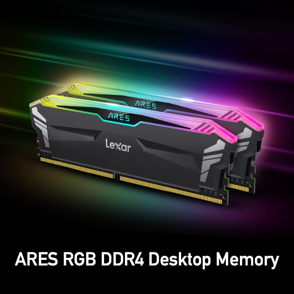 Lexar Ares 16GB (2x8GB) DDR4 UDIMM RGB Desktop Memory, 3600 MHz Speed, 1.35Voltage, 288 Pin, CL18 Latency, XMP 2.0 And Ryzen Support | LD4BU008G-R3600GDLA