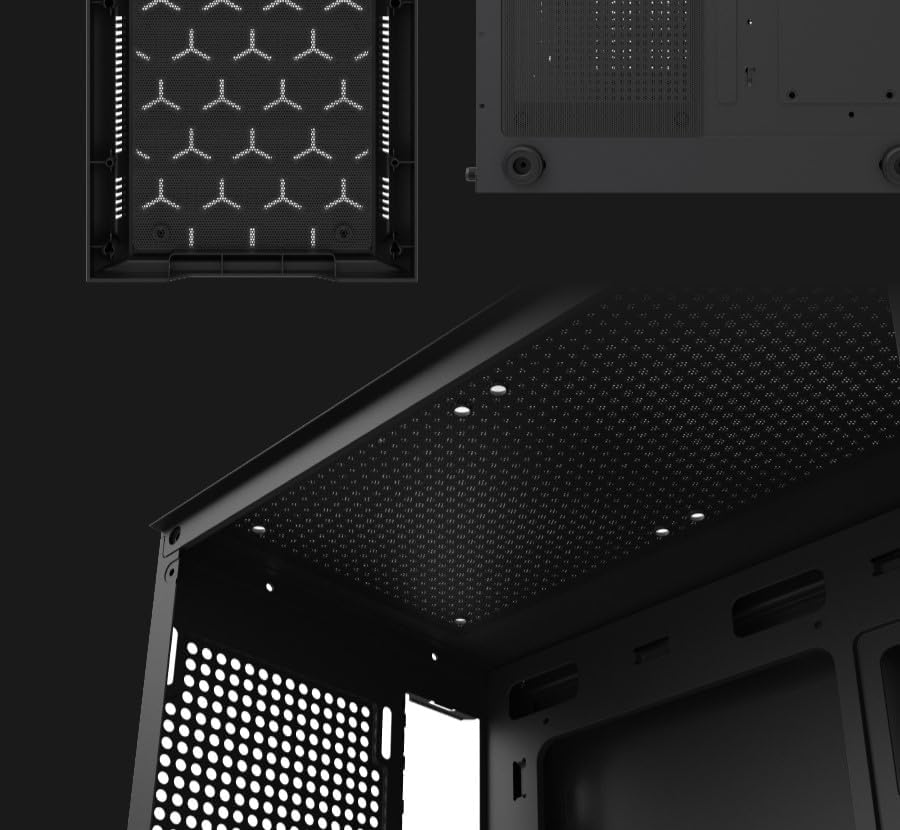 DarkFlash DK300M, Tempered Glass Computer Chassis, 0.45/0.4mm SPCC, M-ATX, ITX, HDD and SSD, USB 3.0x1, USB 2.0 x2, HD AUDIO and Power, 3 RGB Fans Pre-Installed, Black