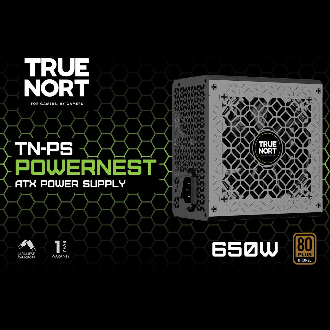 TrueNort 650W PSU 80 Plus Bronze Certified ATX Power Supply 12V with Japanese Capacitors Reliable, Efficient and Silent Performance Gaming Power Supply Compact 150mm Size, Black