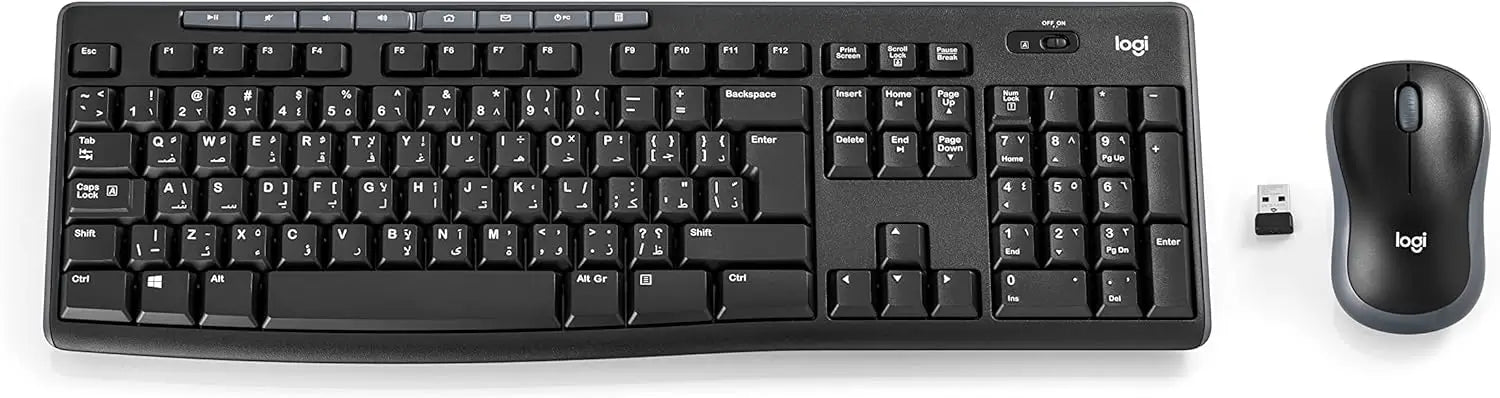 Logitech MK270 Wireless Keyboard & Mouse Combo – 2.4 GHz, Compact Design, 8 Multimedia Keys, 2-Year Battery Life, English/Arabic Layout – Great for PC and Laptop Gaming