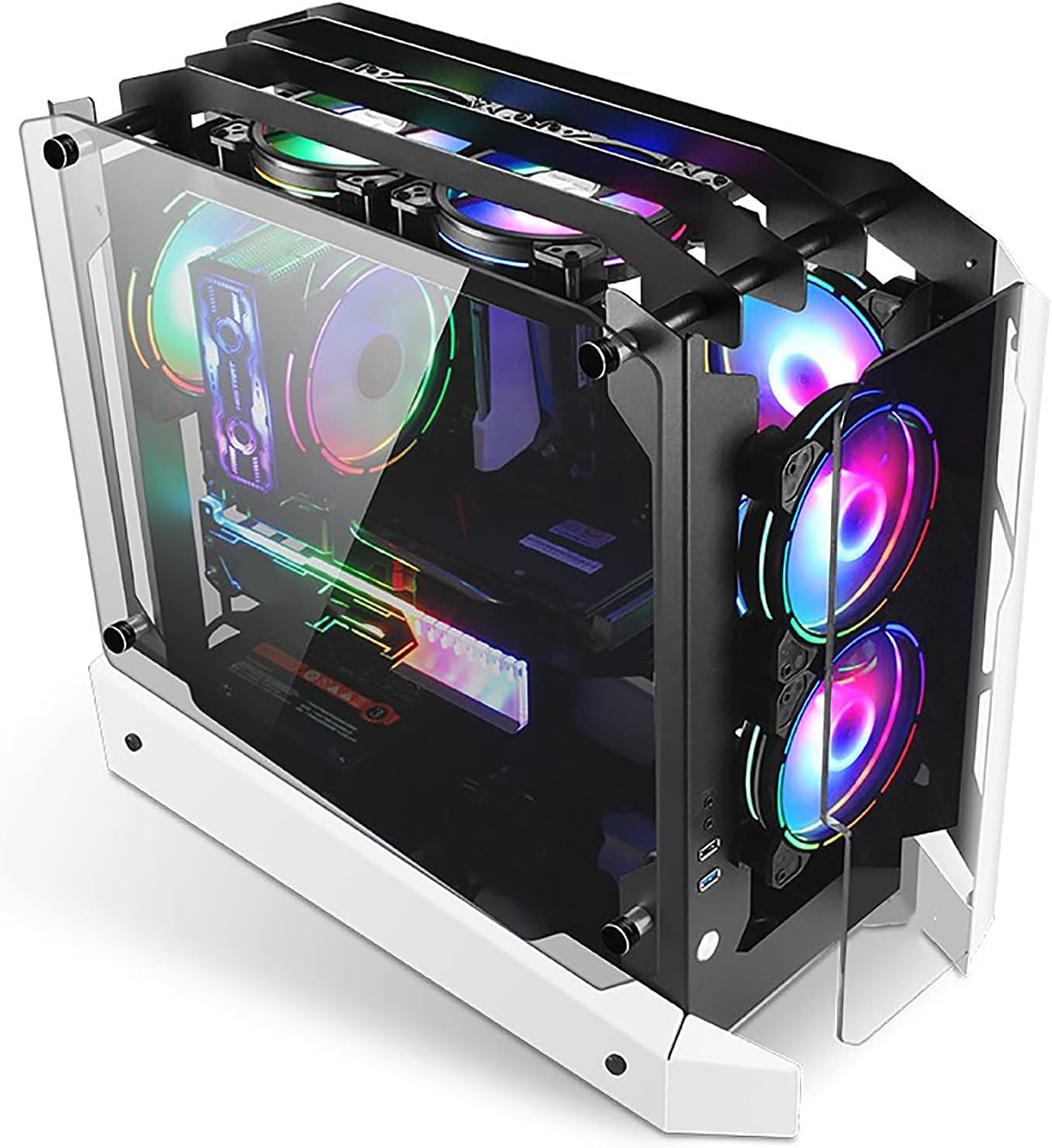 A modern gaming pc with rgb lighting and a transparent side panel comes Intel Core i7-12700K processer equipped with powerful perfomance, Nvidia GeForce RTX 4060 Graphic delivers top-notch performance for immersive gameplay,16GB 3600MHZ RGB Ram ensures smooth  multitasking, while the 1TB Nvme SSD provides ample storage space for your games