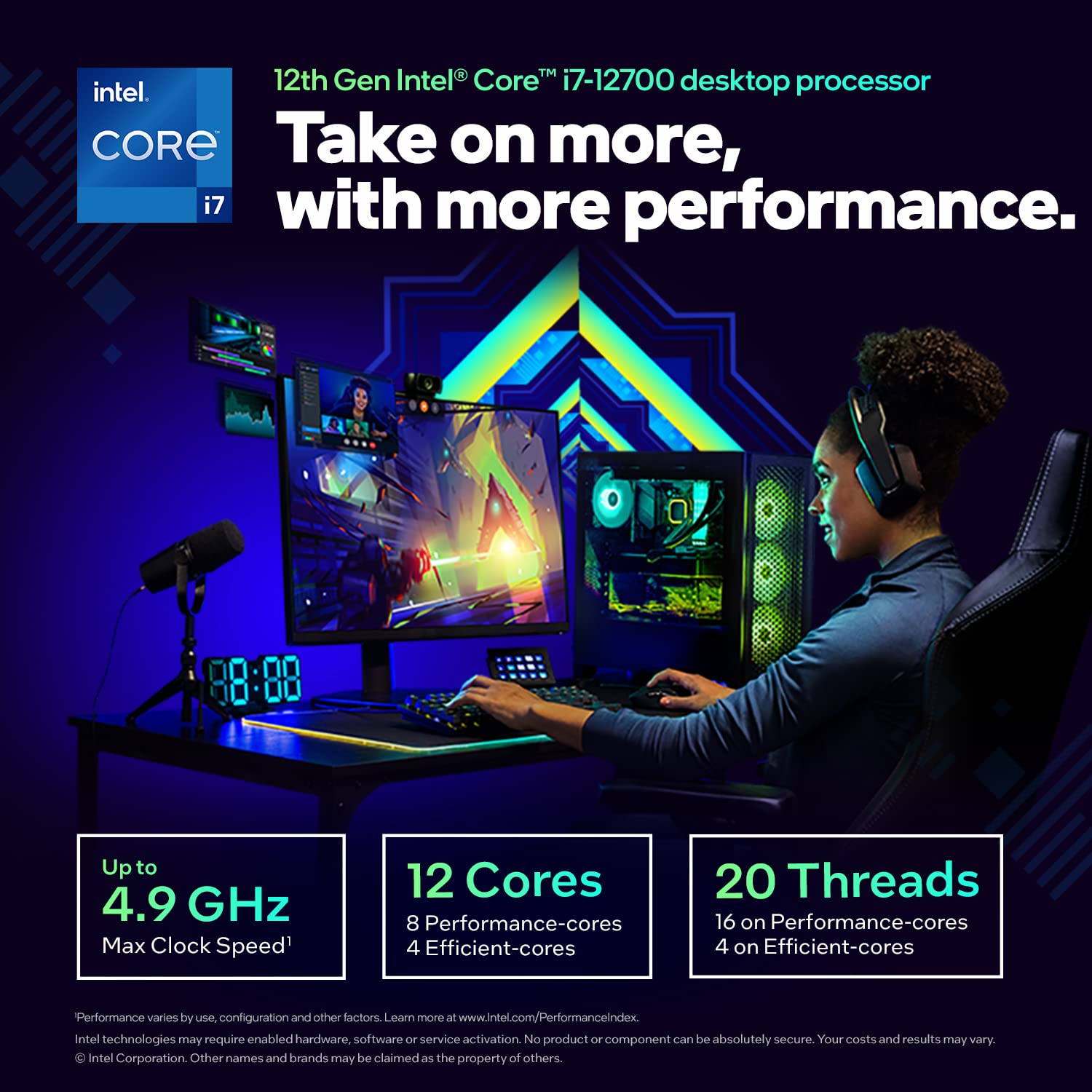 Intel Core i7-12700 12 Core Alder Lake CPU/Processor, 2.1GHz, 25MB Cache, Socket LGA 1700, 20 Total Threads, 65W Base Power, | i7-12700