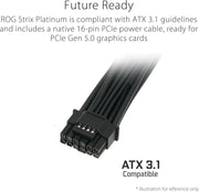 ASUS ROG Strix 1000W Platinum, ROG-STRIX-1000P-GAMING, 80 Plus Platinum & Cybenetics Platinum Certified, GaN MOSFET, ATX 3.1 Compatible, PCIe 5.1 16-Pin Cable, Fully Modular, 0dB Technology, 10-Year Warranty