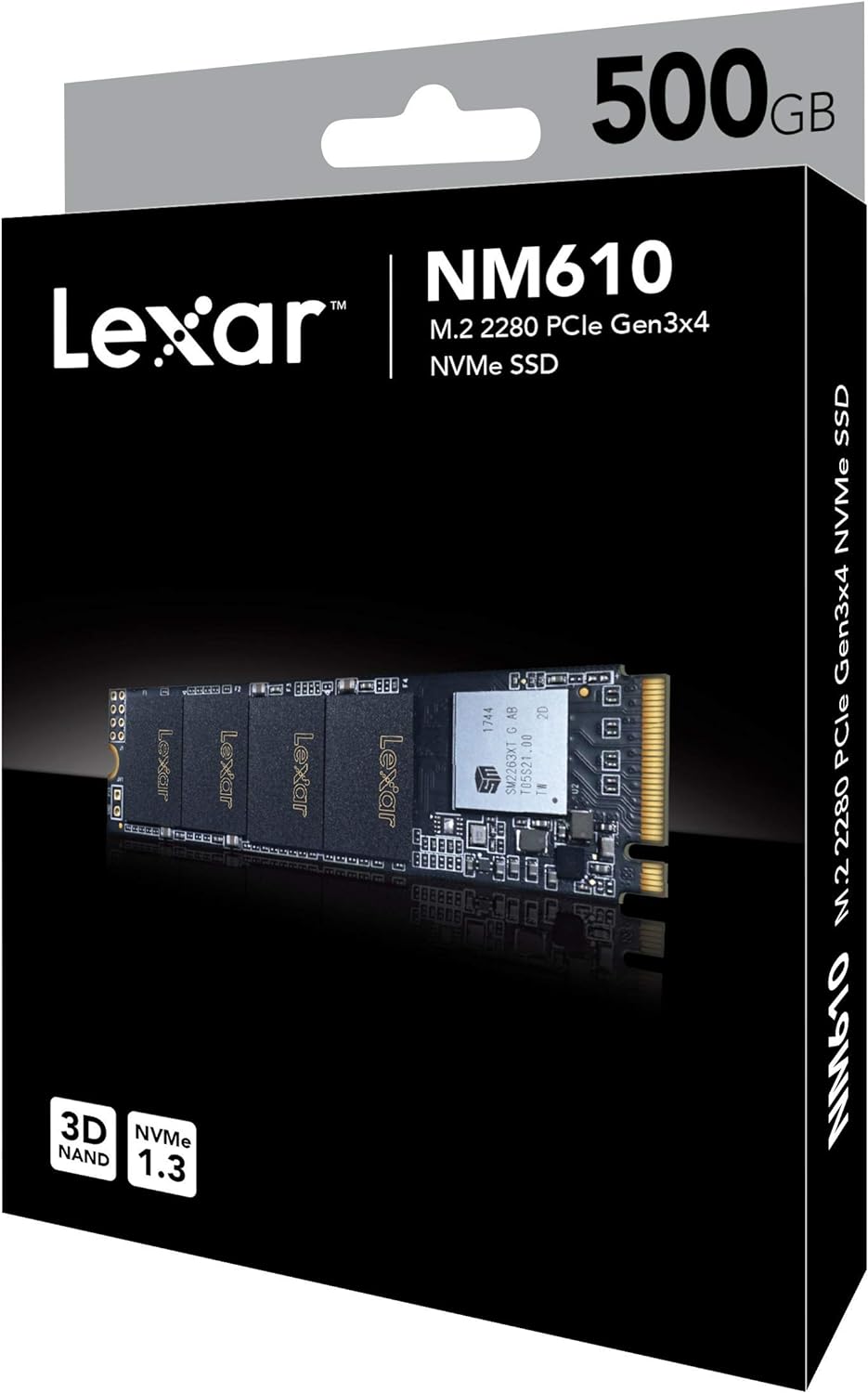Lexar NM610 500GB M.2 NVMe Internal Solid State Drive, Up to 1600 MB/s Sequential Write & Up to 2100 MB/s Read Speeds
