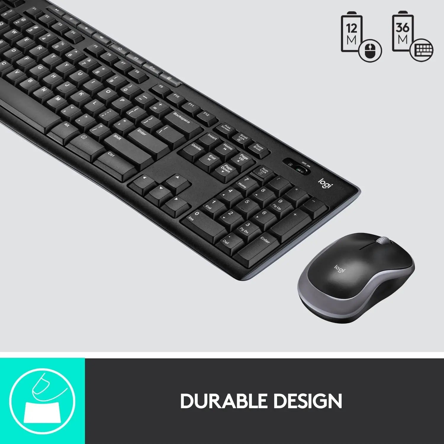 مجموعة لوحة المفاتيح والماوس اللاسلكية Logitech MK270 - 2.4 جيجاهرتز، تصميم صغير الحجم، 8 مفاتيح وسائط متعددة، عمر بطارية لمدة عامين، تخطيط إنجليزي/عربي - رائعة لألعاب الكمبيوتر الشخصي والكمبيوتر المحمول 