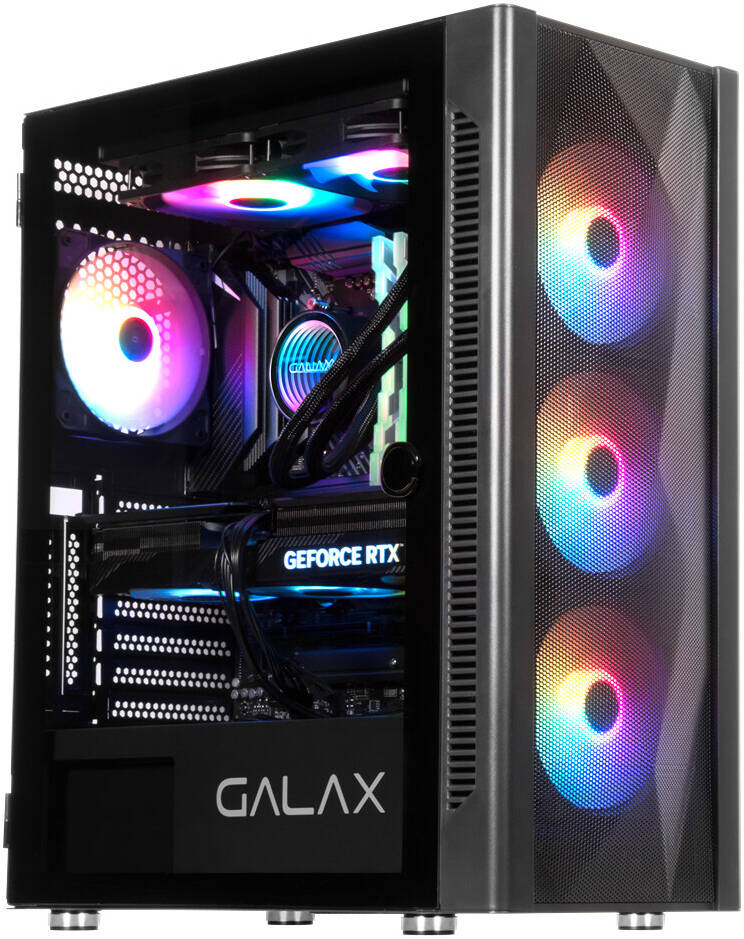 Galax Revolution 06 ATX Mid Tower Case ARGB Airflow Fits Up to 6*120mm Fans 360mm Radiators Gaming Case with USB 3.0/2.0 Interface, Glass Side Panel, Black