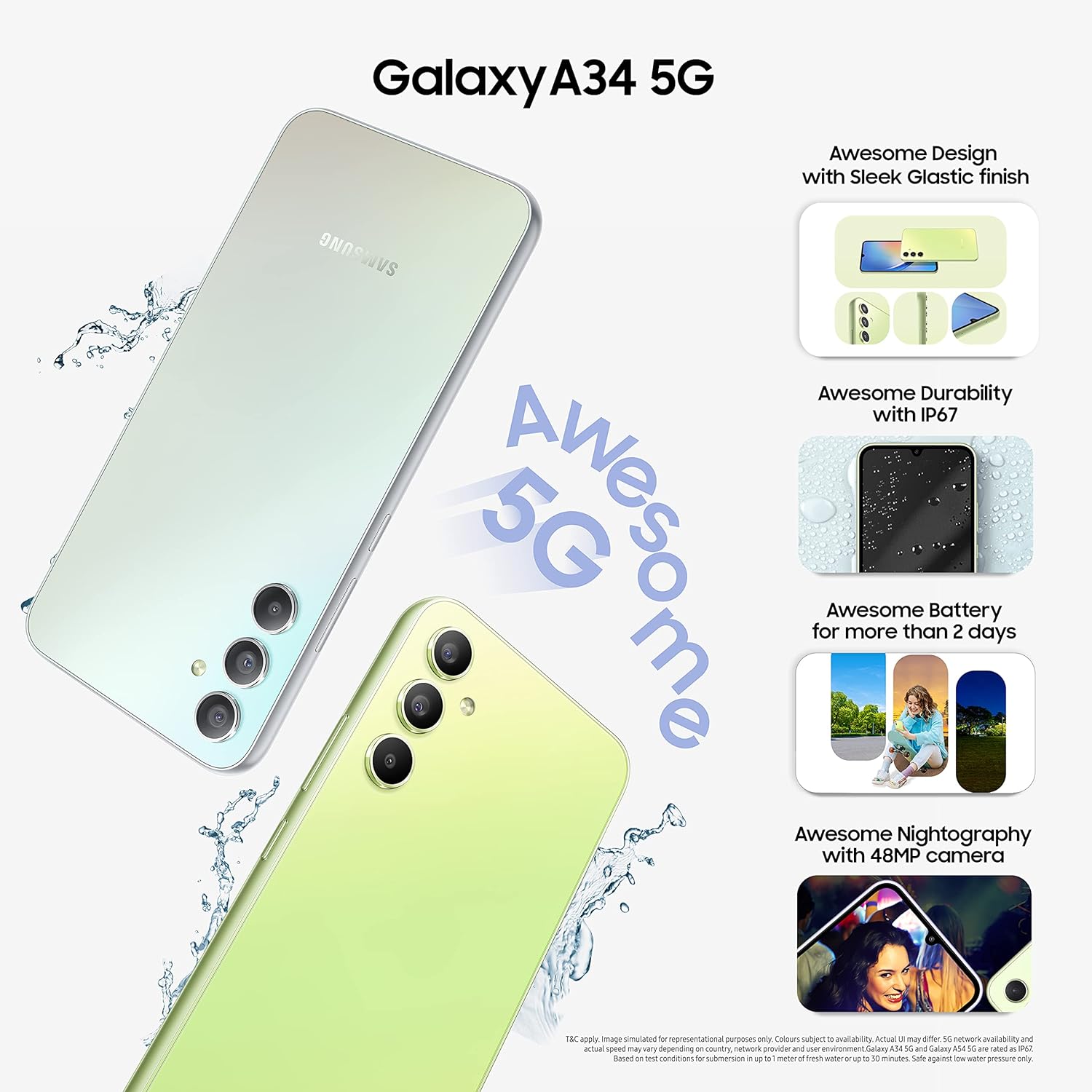 Samsung Galaxy A34 Dual Sim 8GB RAM 256GB 5G Smart Phone