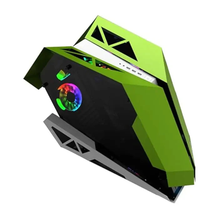 Bumblebee Micro ATX/M-ATX Gaming Desktop Computer Case Green with Side Tempered Glass Panels with 4 Fans Support