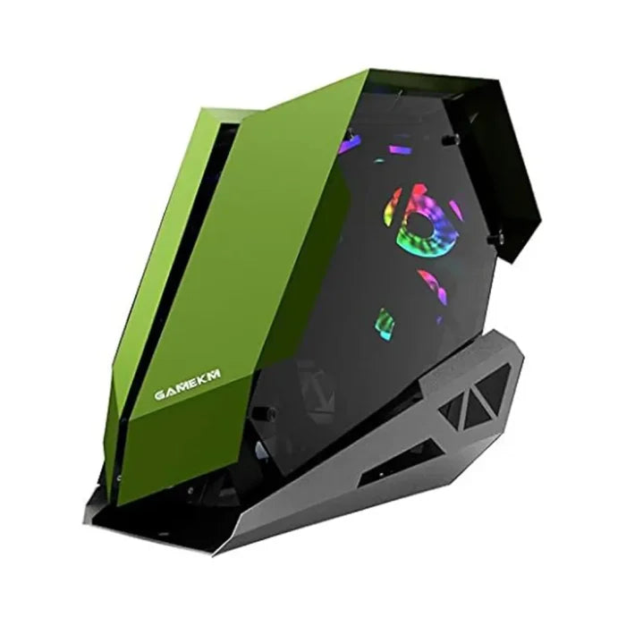 Bumblebee Micro ATX/M-ATX Gaming Desktop Computer Case Green with Side Tempered Glass Panels with 4 Fans Support