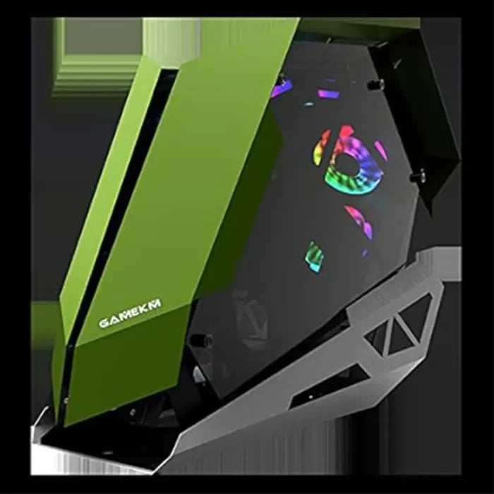 Bumblebee Micro ATX/M-ATX Gaming Desktop Computer Case Green with Side Tempered Glass Panels with 4 Fans Support