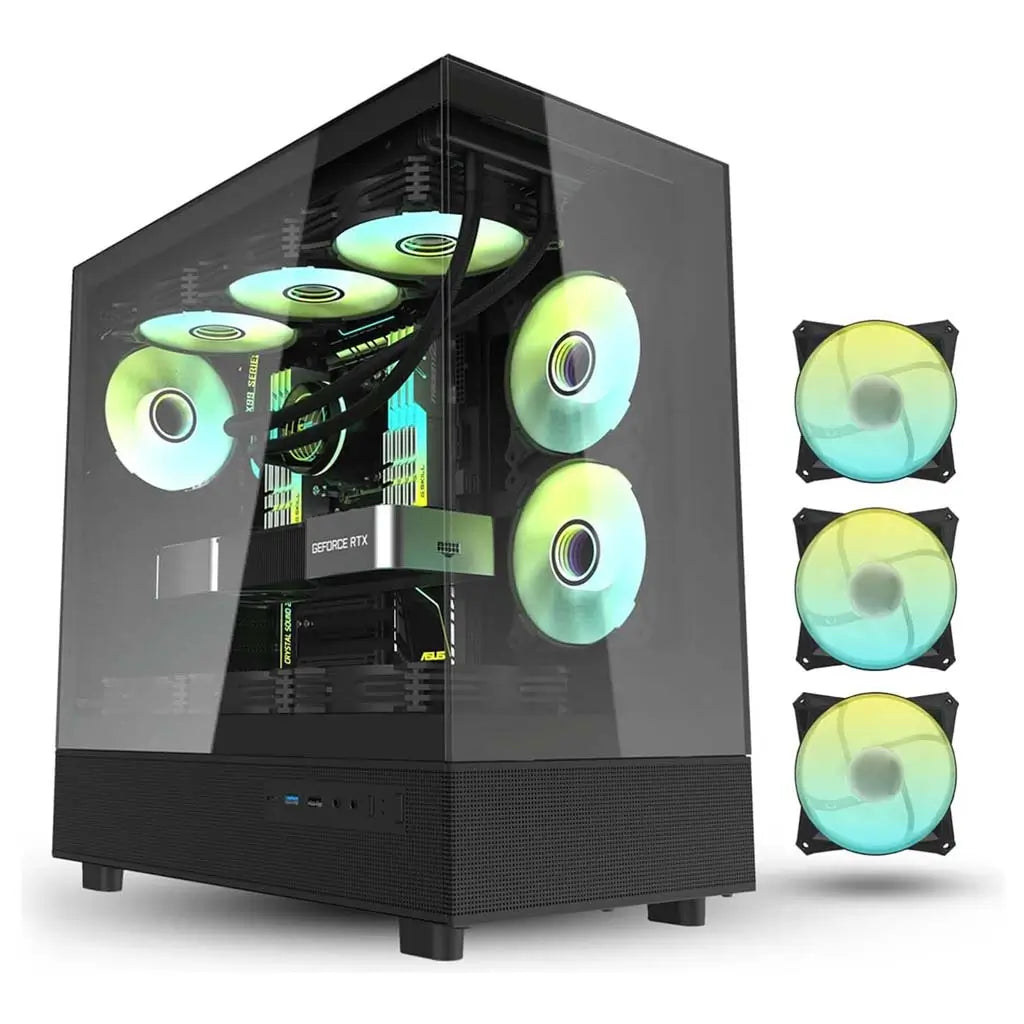 DarkFlash DPX90 ATX Gaming PC Case – 3 ARGB Fans, USB-C, Tempered Glass, Black in Dubai, UAE