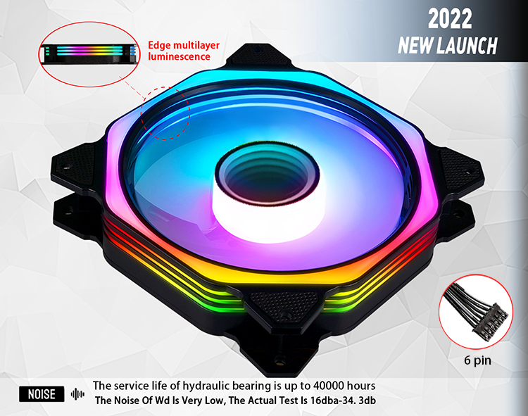 TrueNort Pc Case Fan 120mm RGB 6Pin 12V 3W Black, Single Fan | MF-120-02