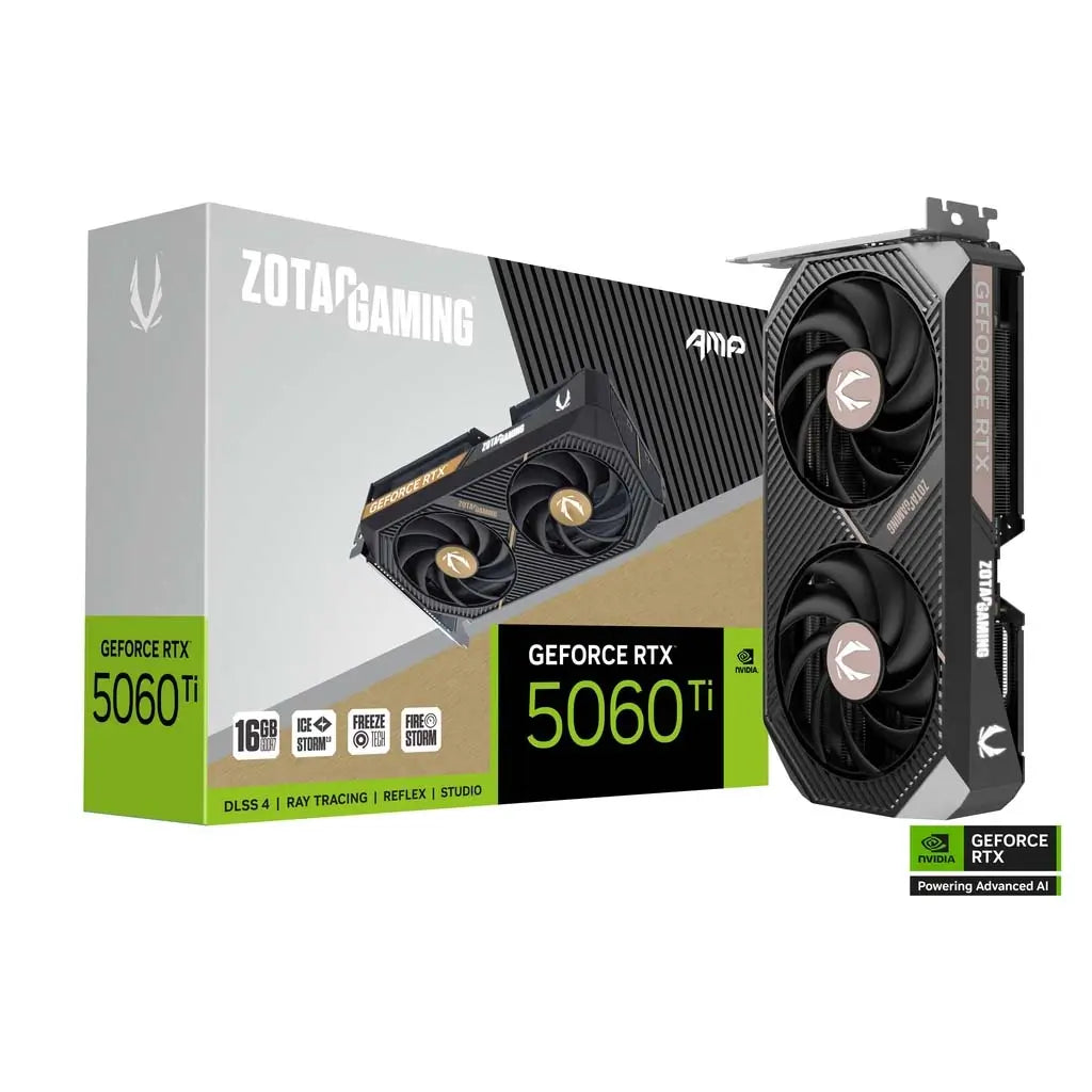 ZOTAC GeForce RTX 5060 Ti AMP 16GB Graphics Card in Dubai, Abu Dhabi, Al Ain, Sharjah, Ajman, Ras Al Khaimah, Fujairah, Umm Al Quwain, UAE