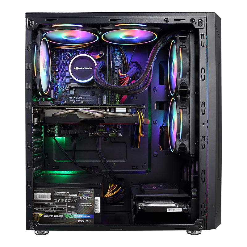 Black Widow Gaming PC Intel Core i5-12400F Processor, Nvidia GeForce GTX 1650 Graphic, 16GB RAM 512GB SSD, Windows 11, EVESKY ATX/M-ATX/ITX RGB Case, Black