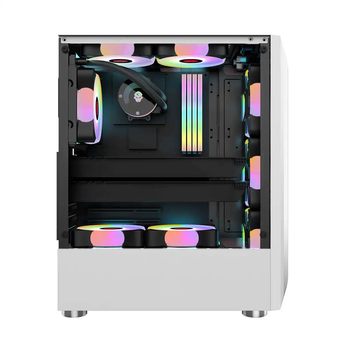 Galaxy ATX/M-ATX/ITX Gaming PC Desktop Computer Case White with Side Tempered Glass Panels with 6 Fan Support