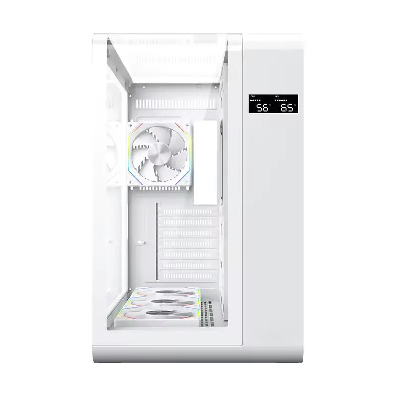 Robust ATX/ITX Gaming PC Desktop Computer Case White with Double Tempered Glass Panels with 4 ARGB Fan Support