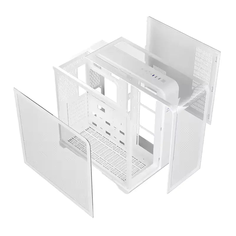 Robust ATX/ITX Gaming PC Desktop Computer Case White with Double Tempered Glass Panels with 4 ARGB Fan Support
