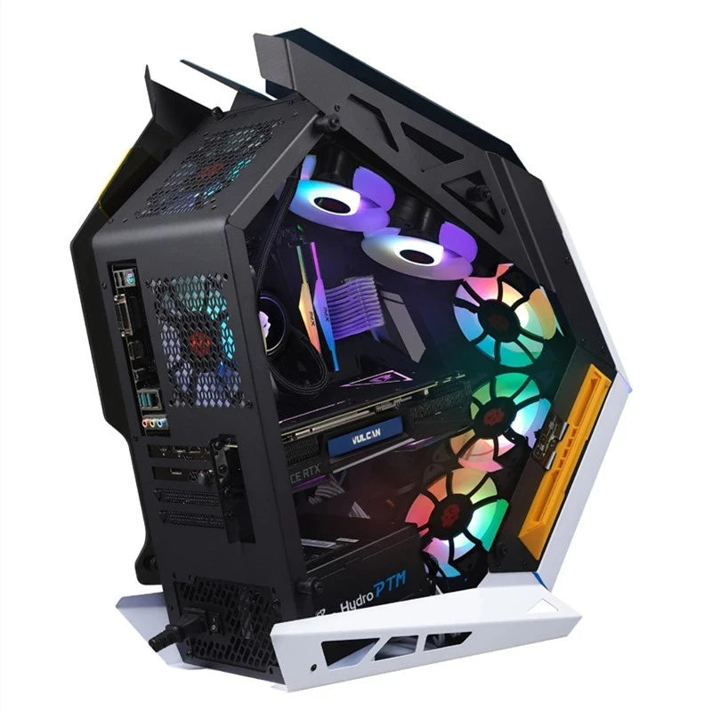 Warship M-ATX/Micro-ATX/ Gaming Desktop Computer Case Black with Side Tempered Glass Panels with 7 Fan Support (Fans not included)