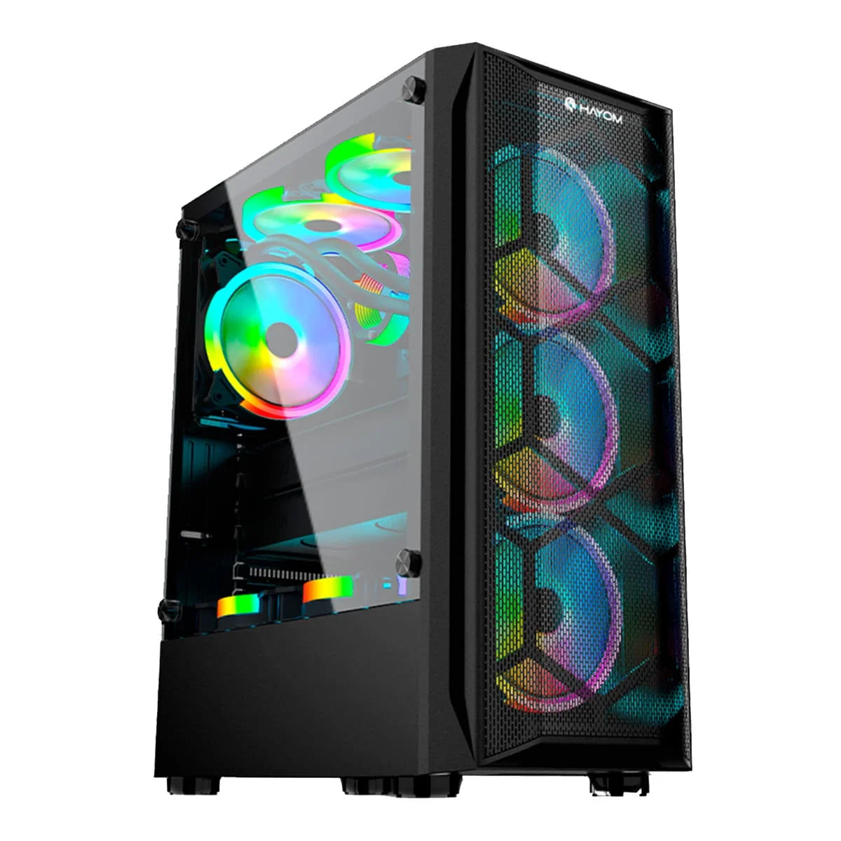 Meteor II ATX/M-ATX Gaming PC Desktop Computer Case Black with Side Tempered Glass Panels with 8 Fan Support (Fans not included)