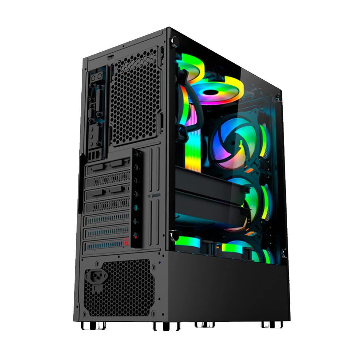 Meteor ATX/M-ATX Gaming PC Desktop Computer Case Black with Side Tempered Glass Panels with 8 Fan Support (Fans not included)