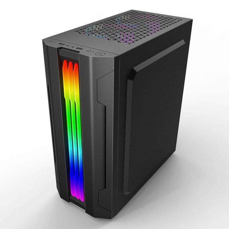 EVESKY ATX/M-ATX/ITX Gaming PC Desktop Computer Case Black with Side Tempered Glass Panels with 5 Fan Support