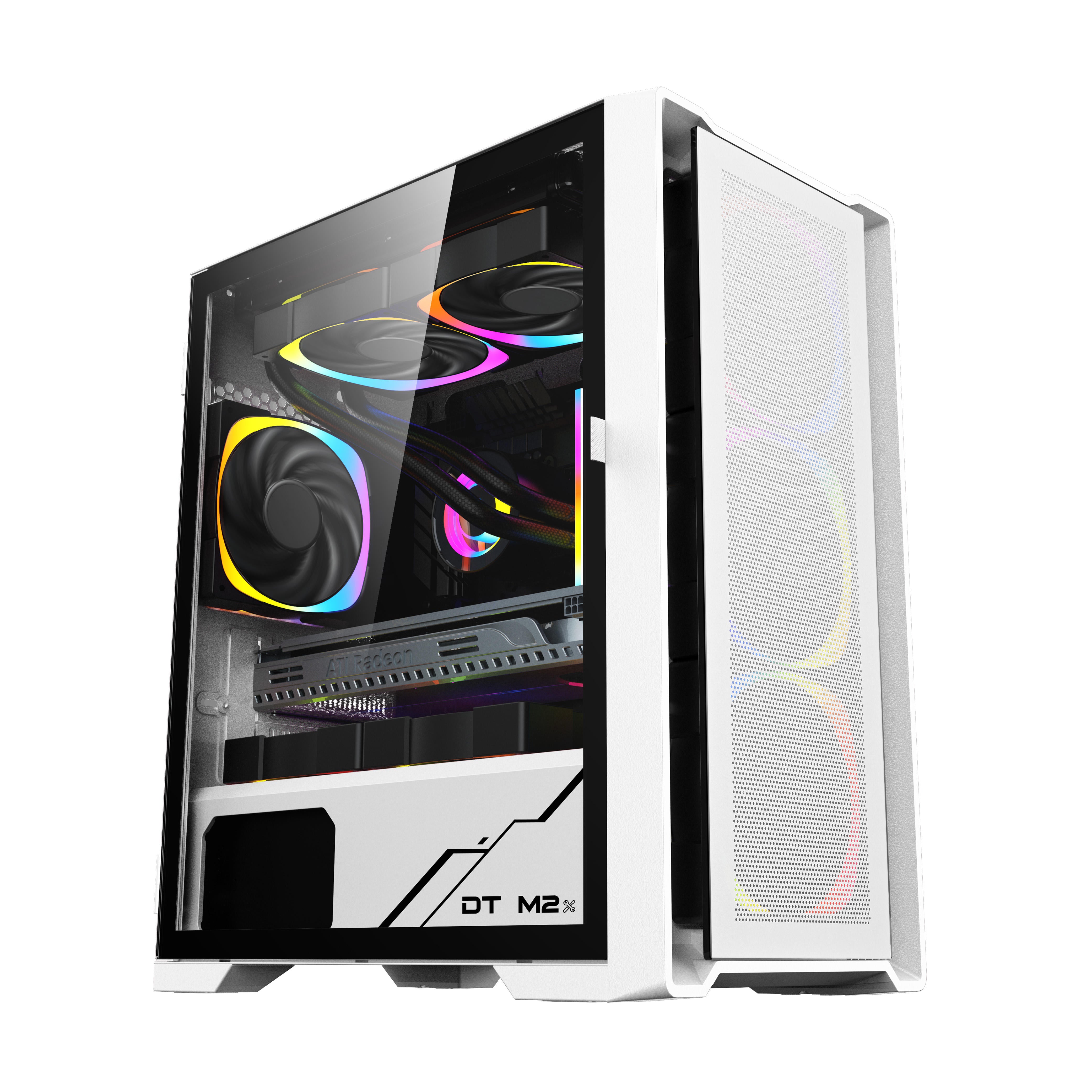 Aurora ATX/M-ATX/ITX Gaming PC Desktop Computer Case White with Side Tempered Glass Panels with 6 Fan Support