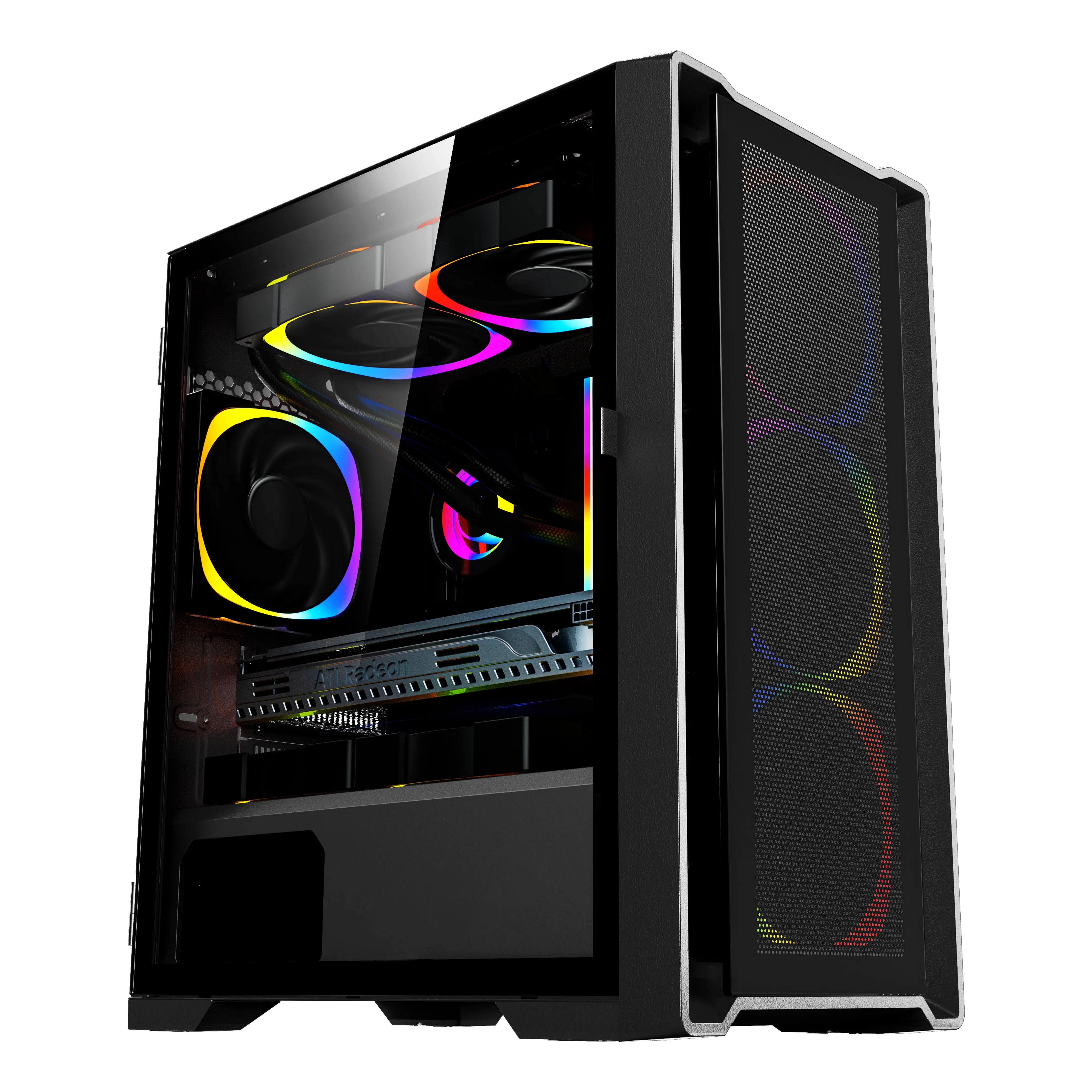 Aurora ATX/M-ATX/ITX Gaming PC Desktop Computer Case Black with Side Tempered Glass Panels with 6 Fan Support