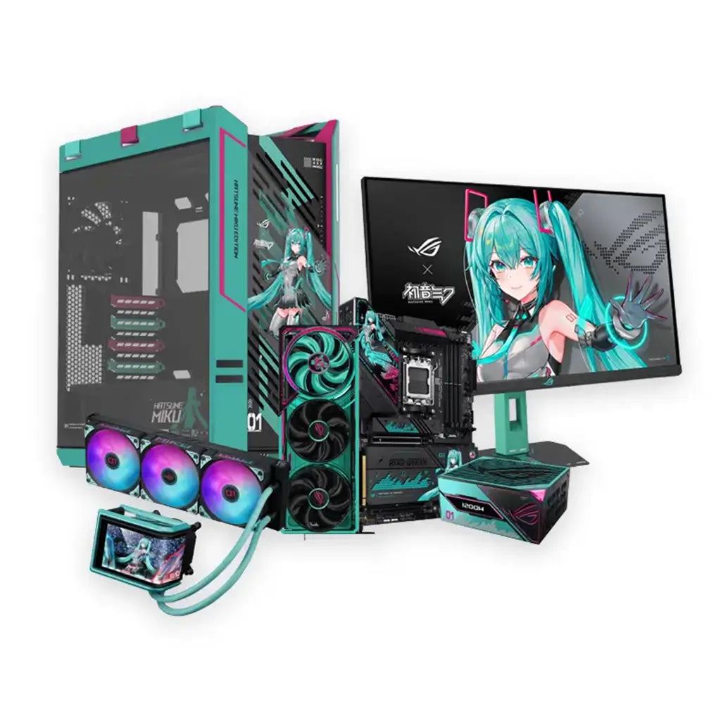 Gaming PC Hatsune Miku - AMD Ryzen 7 9800X3D, RTX 5080 16GB GPU, 32GB DDR5 RAM, 1TB SSD, 27-inch Miku Monitor, Windows 11 Pro
