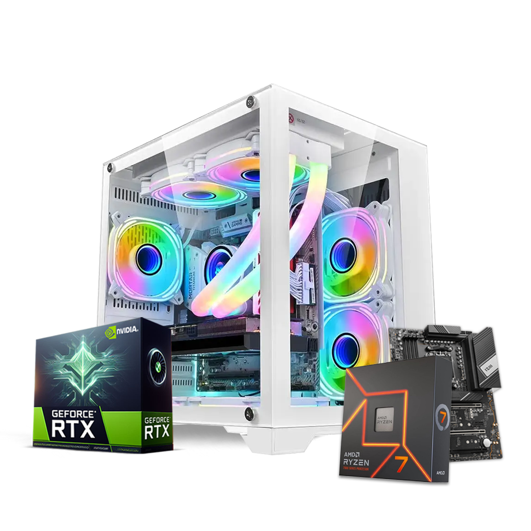 Quantum Gaming PC AMD RYZEN 7-7700X, Asus Dual RTX 4070, CORSAIR DDR5 6000MHZ 32GB (2X16GB) White, Samsung 980 Pro 1TB Gen4, Windows 11 Pro