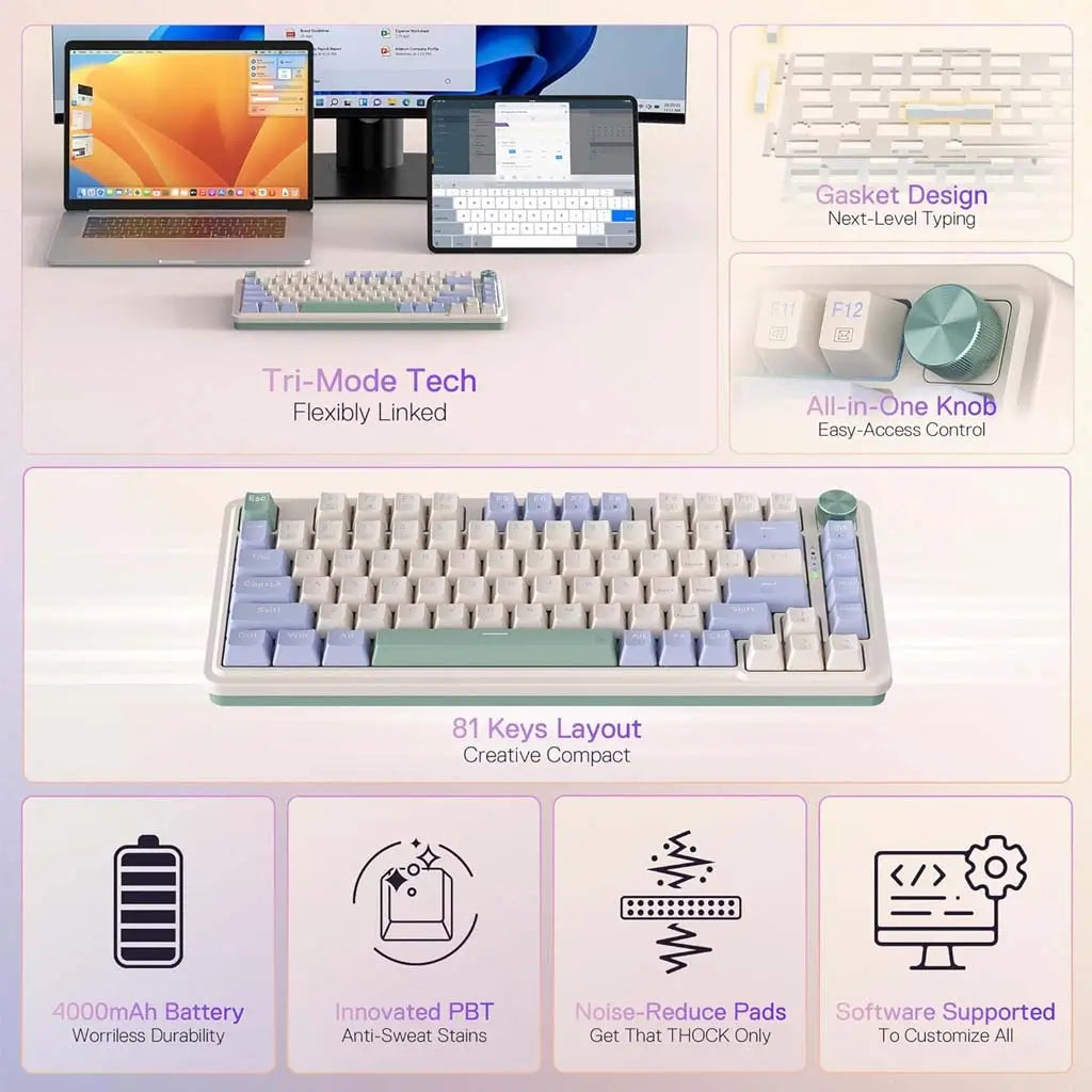 Wireless mechanical gaming keyboard K673CPG-RGB-PRO dual-mode ergonomic design
