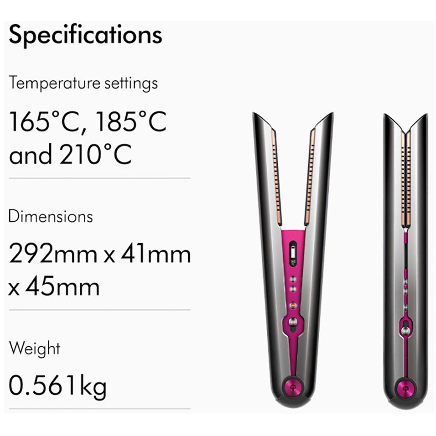Dyson Corrale Professional Cord-Less Hair Straightener - Frizz Removing Flexing Plates, for all hair types Nickel Fuchsia HS07