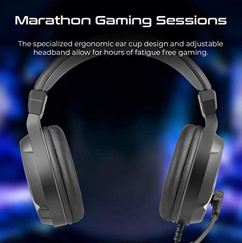 Vertux Gaming Headphone, Premium Over-Ear 3.5mm Wired Gaming Headset with 7.1 Surround Sound, Noise-Isolating Unidirectional Mic, In-line Control and Soft Earpads for PS4, PC, Smartphone, Manila