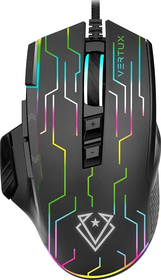 Vertux Kryptonite Gaming Mouse Wired Mouse with Quick Performance 9 Programmable Buttons Up to 10000 DPI RGB Lights 10 Million Clicks Ultra Light Gaming Mouse