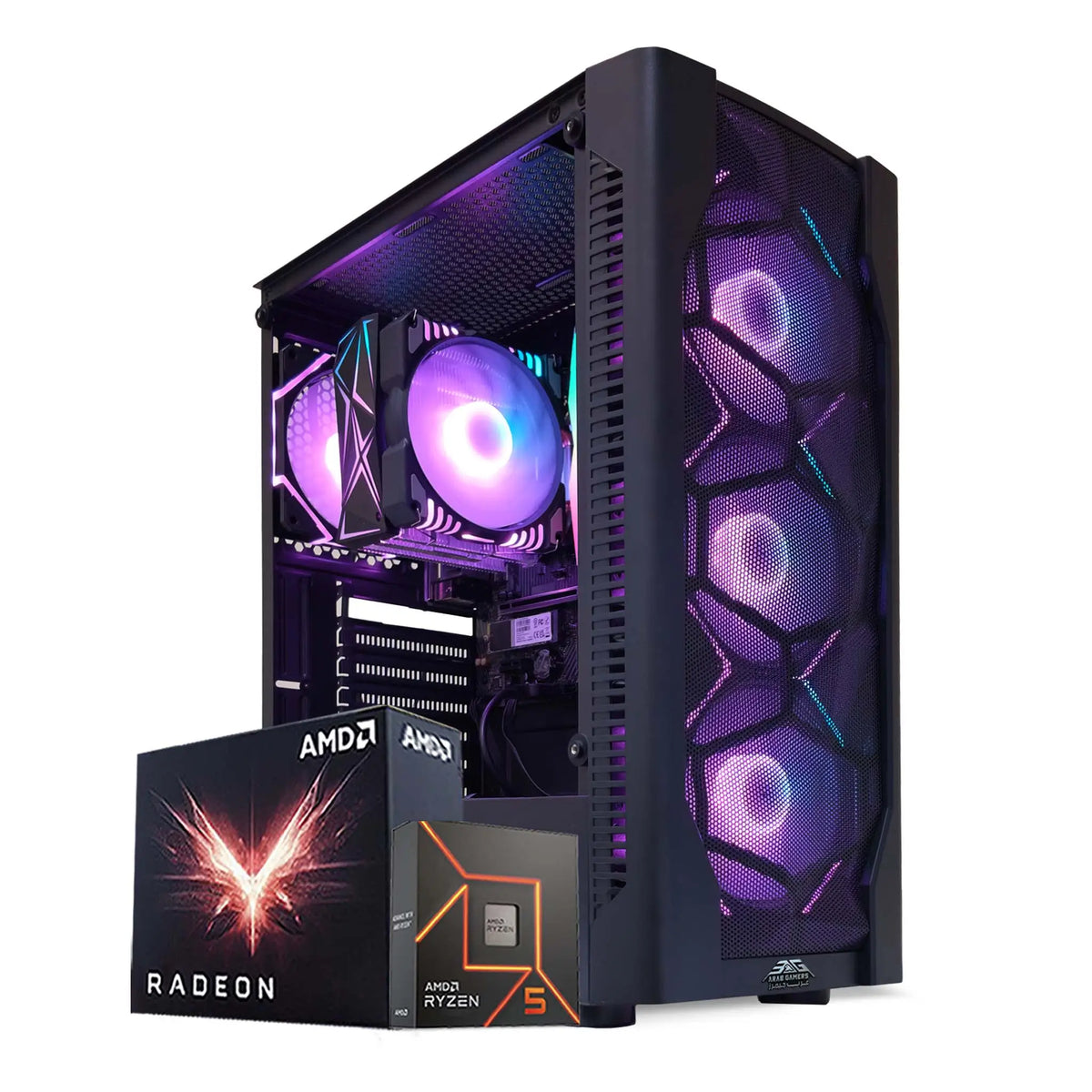 Atlas Gaming PC, Ryzen 5 5500, Radeon RX 580 8GB Graphics Card, RGB 16GB DDR4 RAM, 512GB NVMe SSD, Windows 11 Pro, RGB Black Gaming Case