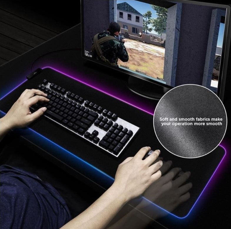 DarkFlash FLEX 800 Extended Large Oversize RGB Gaming Mouse Pad Soft Cloth Non-Slip Water-Resistant Rubber Base Computer Keyboard Mat with 9 Lighting Mode