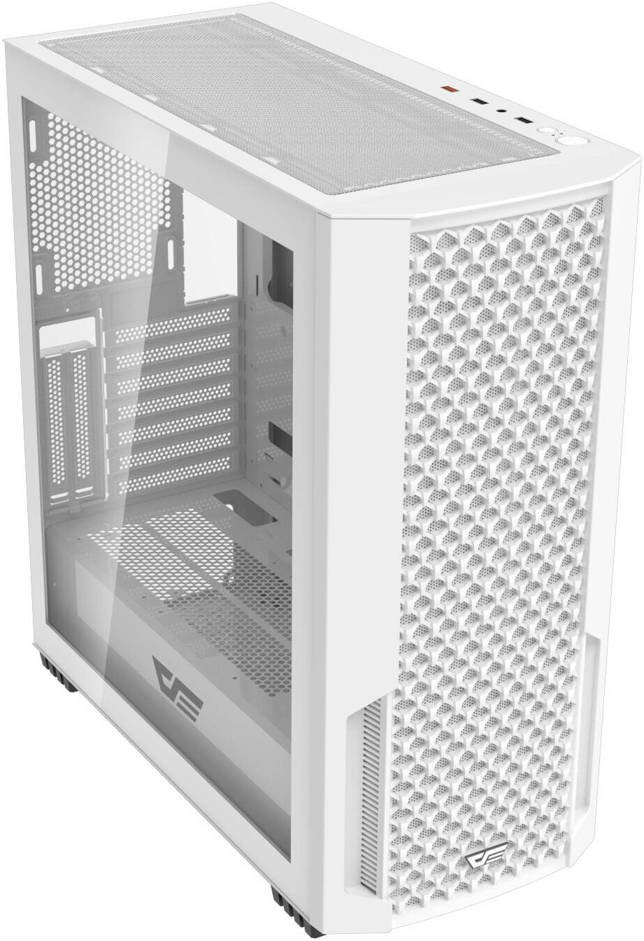 DarkFlash DF2100 ATX Computer Case, 4x Pre-Installed aRGB Fans, Up to 360mm Radiators & 11x 120mm Fans Support, SPCC + ABS + Tempered Glass Materials, 3x USB-A / 3.5mm Audio Jack Port, White