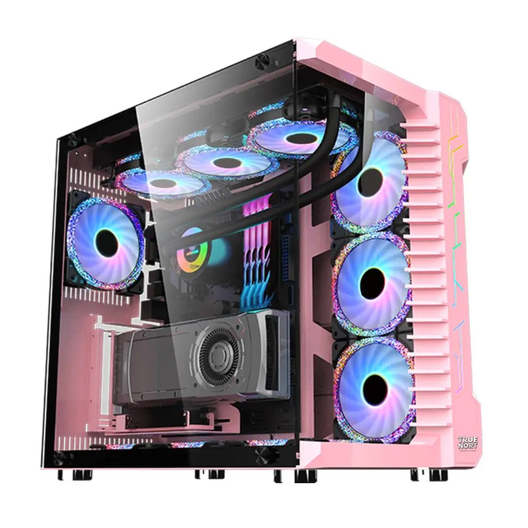 Bruce III WHITE 4 pcs 120MM ARGB Fans with Controller Tempered Glass E-ATX Mid Tower Computer PC Case