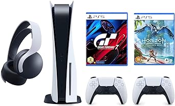 Playstation 5 Disc Console Bundle with Gran Turismo 7, Horizon Forbidden West, Extra Pulse 3D Wireless Headset and Extra Dualsense Wireless Controller