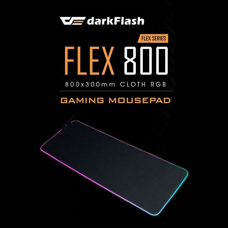 DarkFlash FLEX 800 Extended Large Oversize RGB Gaming Mouse Pad Soft Cloth Non-Slip Water-Resistant Rubber Base Computer Keyboard Mat with 9 Lighting Mode