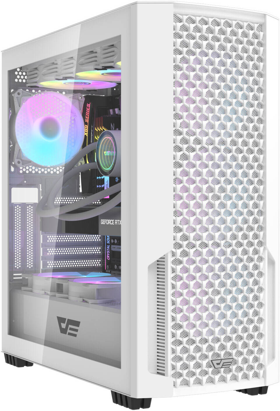 DarkFlash DF2100 ATX Computer Case, 4x Pre-Installed aRGB Fans, Up to 360mm Radiators & 11x 120mm Fans Support, SPCC + ABS + Tempered Glass Materials, 3x USB-A / 3.5mm Audio Jack Port, White