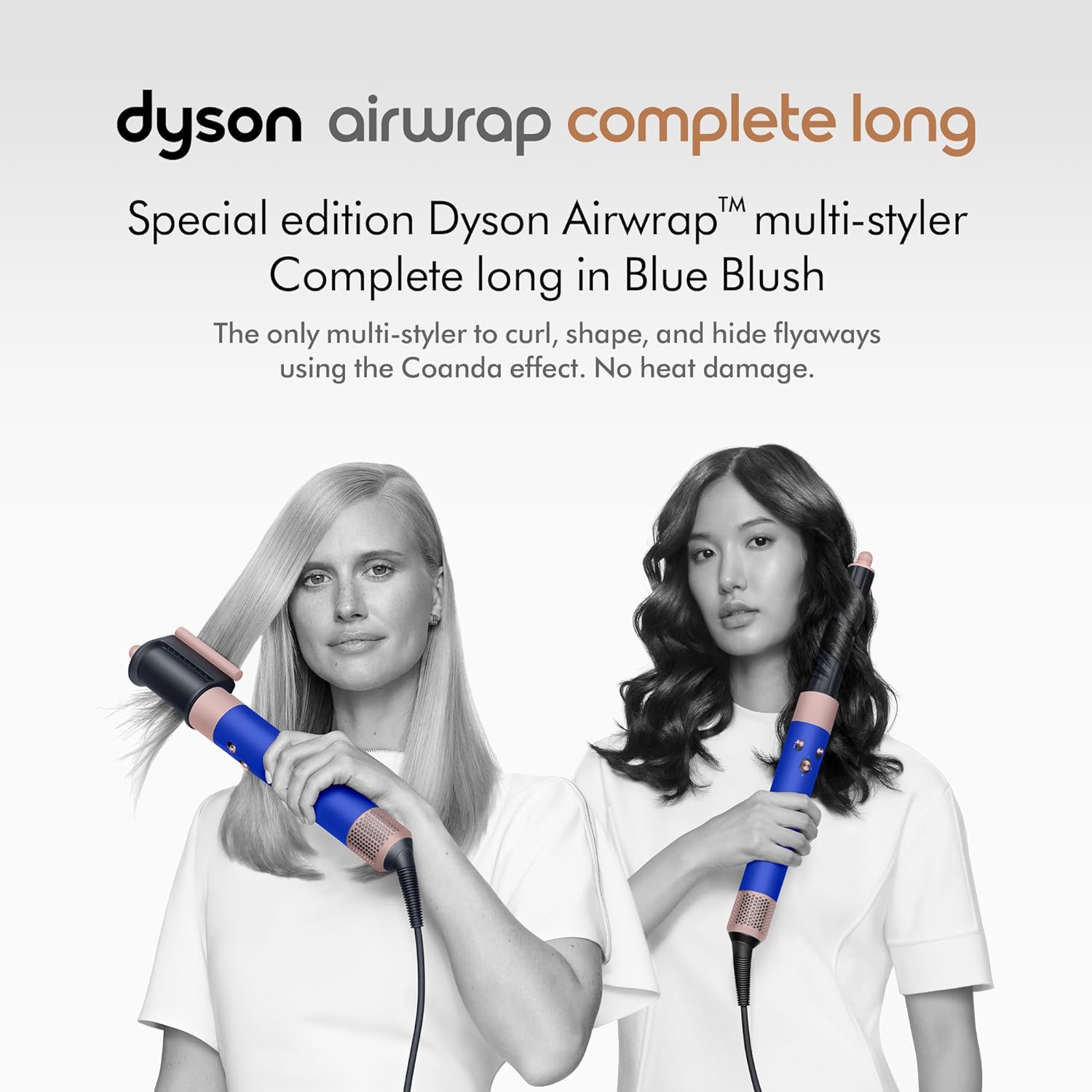 Dyson Airwrap Multi-Styler Complete Long, 3 Temperature Settings, 1300W Power, 8.5 ft Cable Length, 13.5 l/s Air Flow, Blue Blush