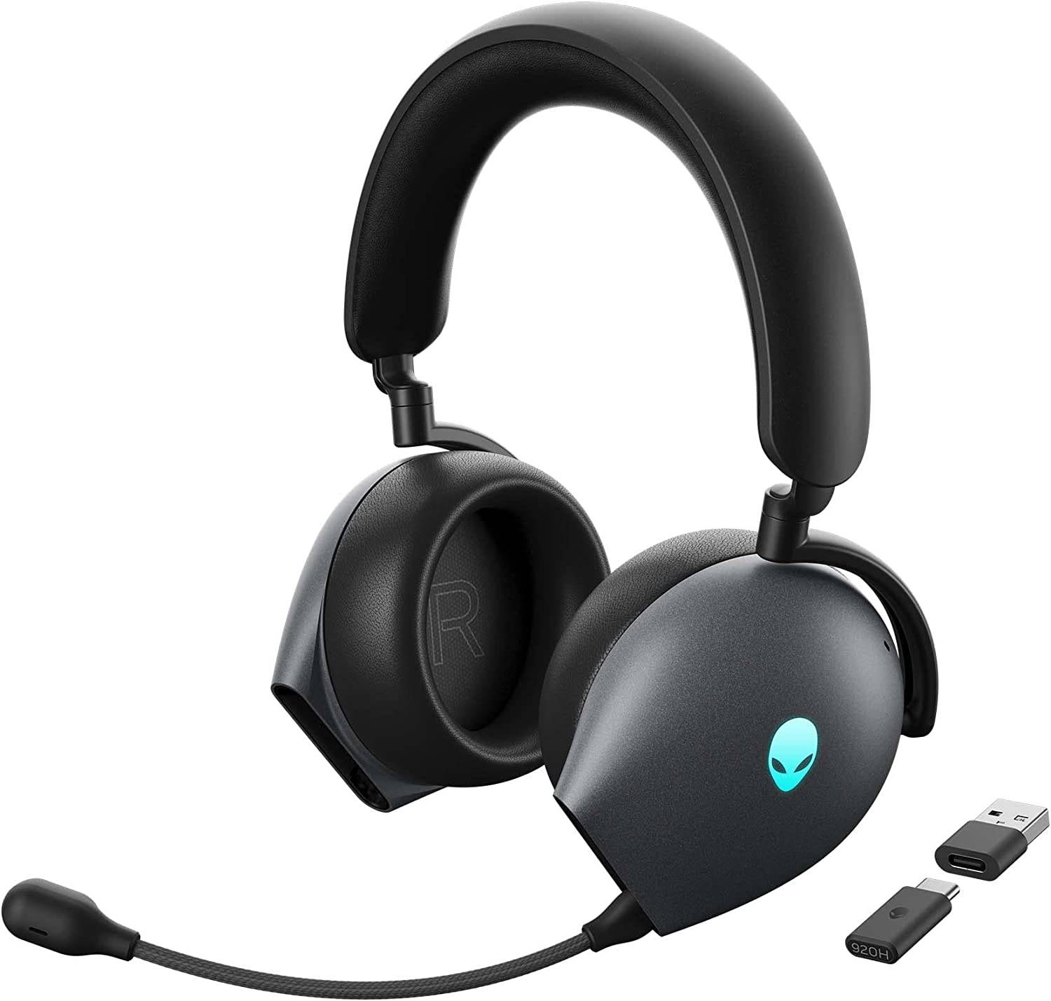 Alienware AW920H Tri-Mode Wireless RGB Gaming Headset, Dolby Atmos Virtual Surround Sound, ANC, AI-Driven NC Microphone, 55H Battery, USB-C Wireless Dongle