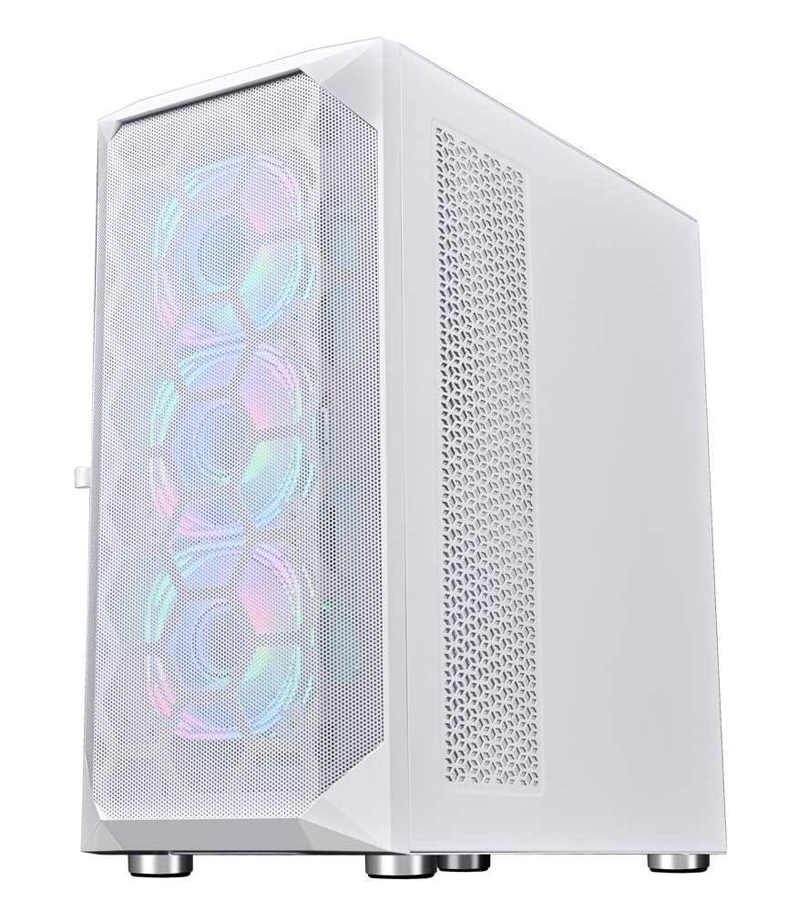 Pleiades E-ATX/ATX/M-ATX Gaming PC Desktop Computer Case Full Tower White with Side Tempered Glass Panels with 8 Fan Support (Fans not including)
