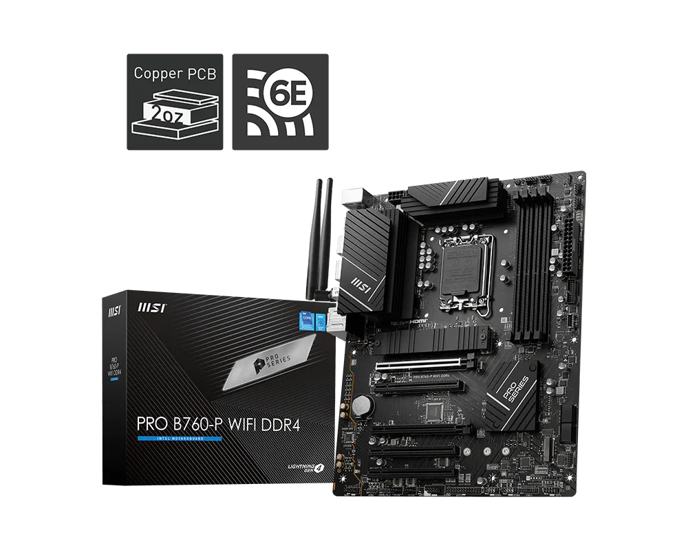 MSI PRO B760-P WIFI DDR4 motherboard front view